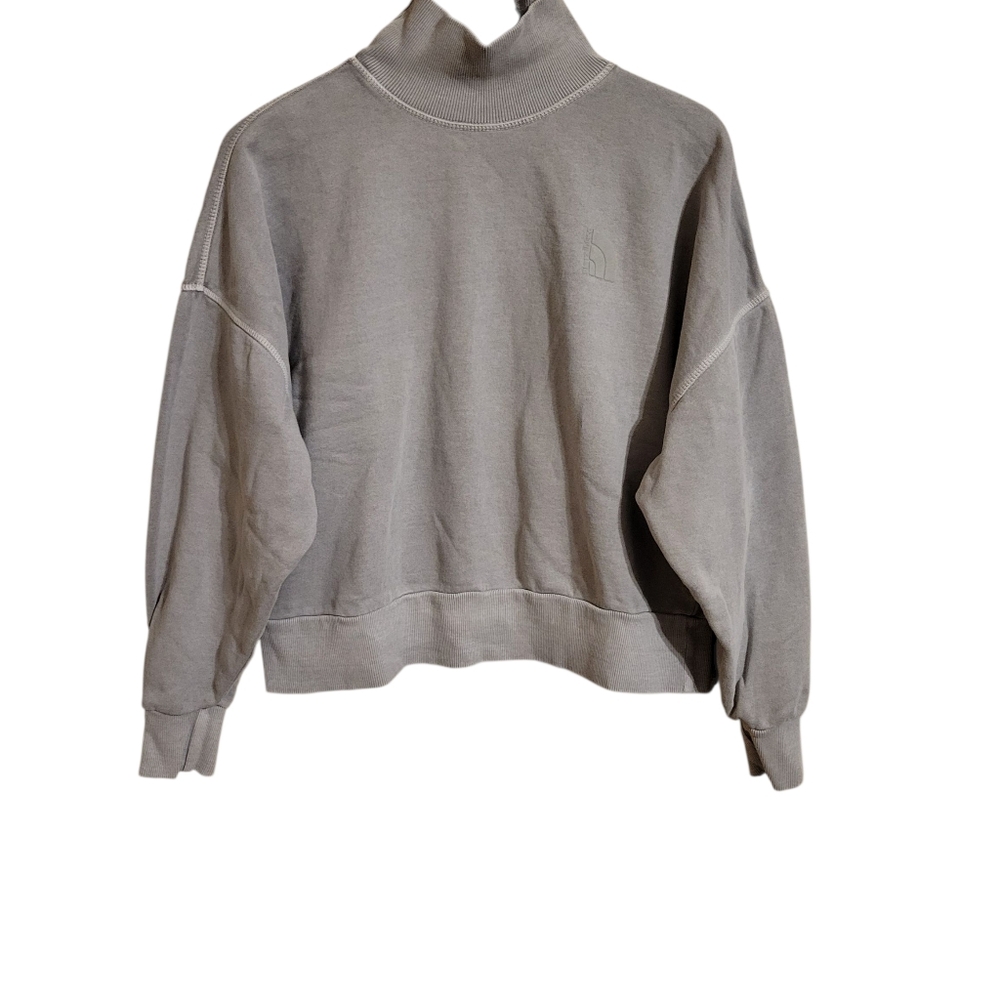 The North Face Gray Cropped Mock Neck Sweatshirt